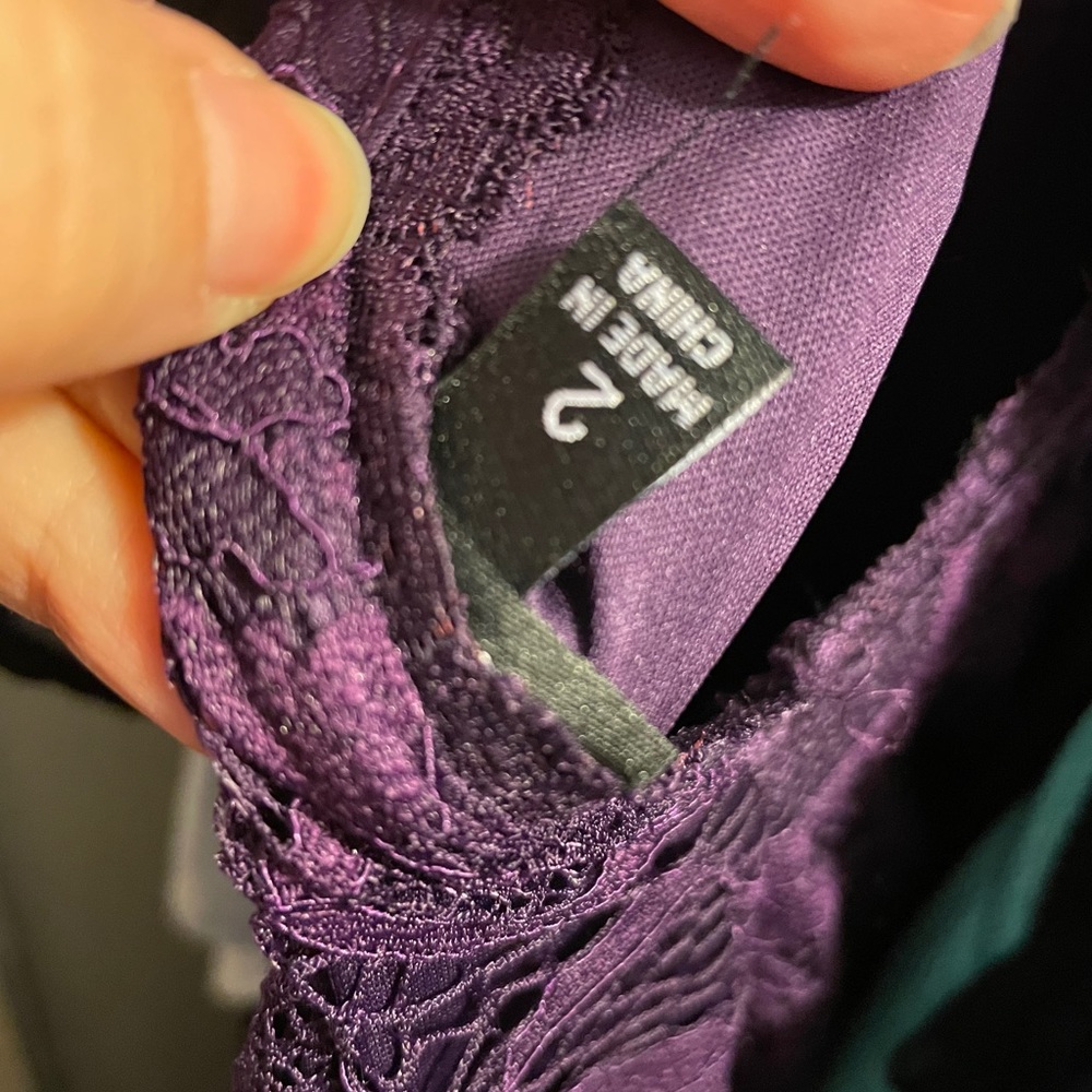 PURPLE LACE TRAPEZE BABYDOLL MINI DRESS
